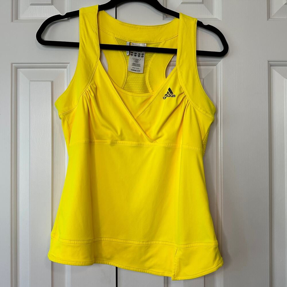 Adidas Yellow Yellow Racerback Tank | Womens Size M Climacool Workout Top - Picture 2 of 8